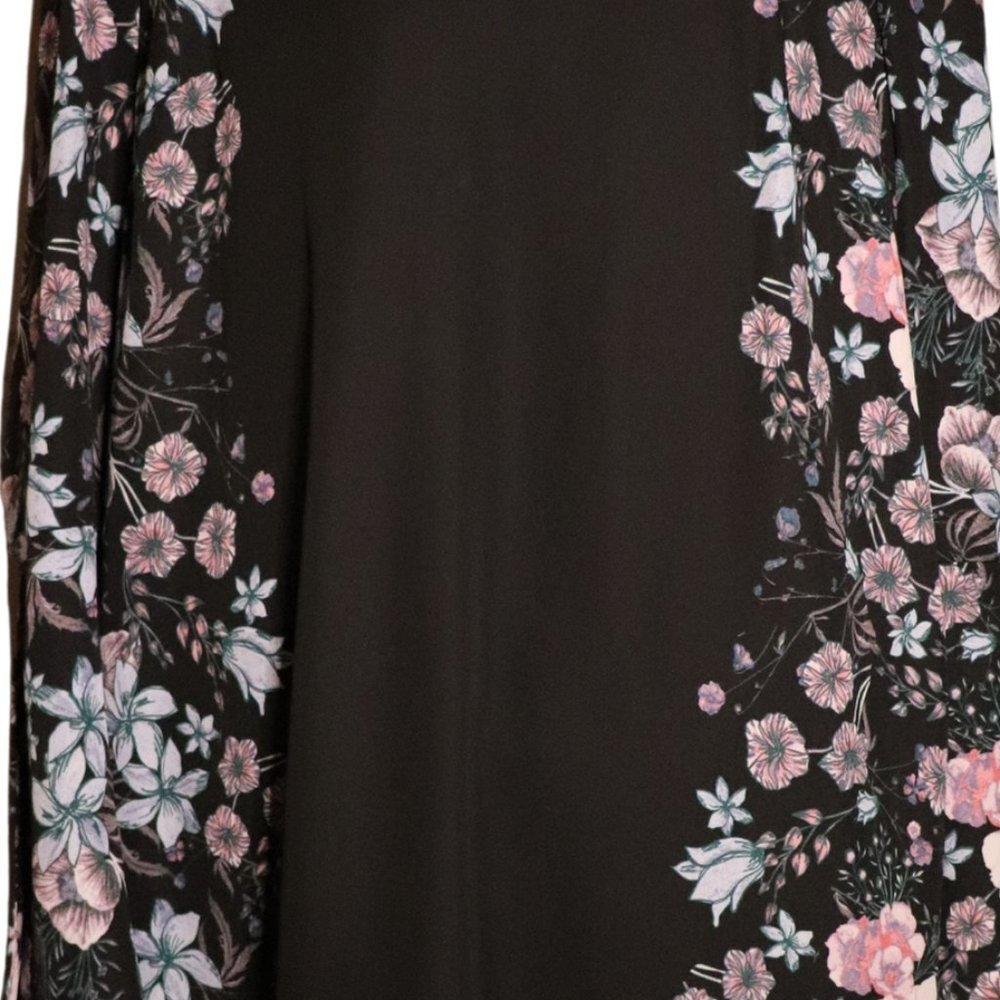 NICOLE MILLER WOMENS SIZE 10 FLORAL BLACK SHIRT DRESS - Picture 3 of 3